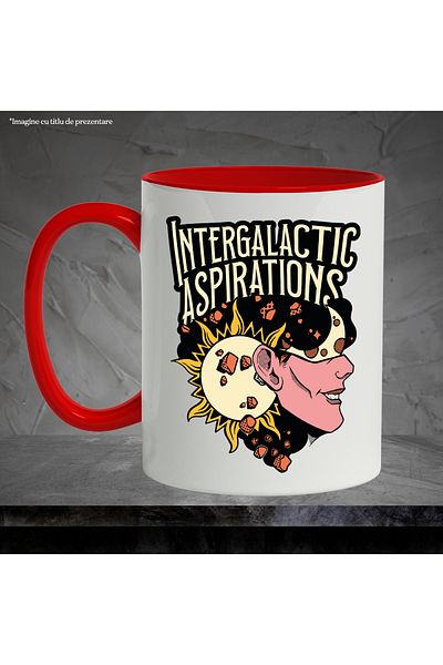 StoryGift Romania Mug With English Message Intergalactic Aspirations, Sun, Multicolor 330 ml, Ce, Cu, STG