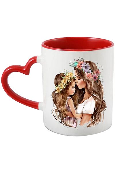 StoryGift Romania Mug with a mother holding her little girl in her arms | illustration | flower crowns |, With ,STG