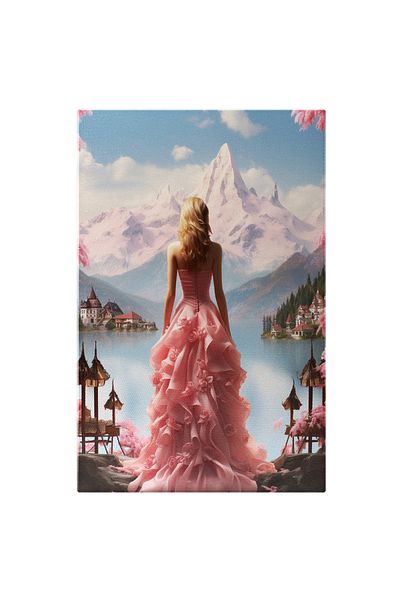 StoryGift Romania Canvas Painting 40 x 25CM Feminine Art Dress with Train of Roses in Landscape by Ca,STG.