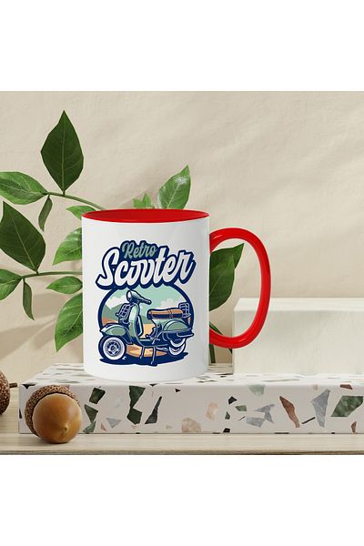 StoryGift Romania Mug With Retro Scooter Message, Clouds, Desert, Mountain, Travel, Multicolor 330 ml, , With ,STG