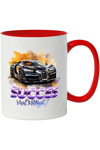 StoryGift Romania Mug With Message, Success Motorized Dream, Sports Car, Triangle, Multicolor 330 ml, With ,STG