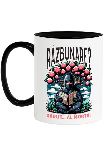 StoryGift Romania Ninja Mug, Revenge, Video Game, Virtual World, 330ml, Ceramic with Black Handle, With M,STG