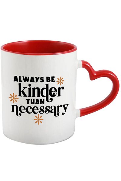 StoryGift Romania Popcorn Mug with "Be Better Than Necessary" Text with Red Heart Handle, With ,STG