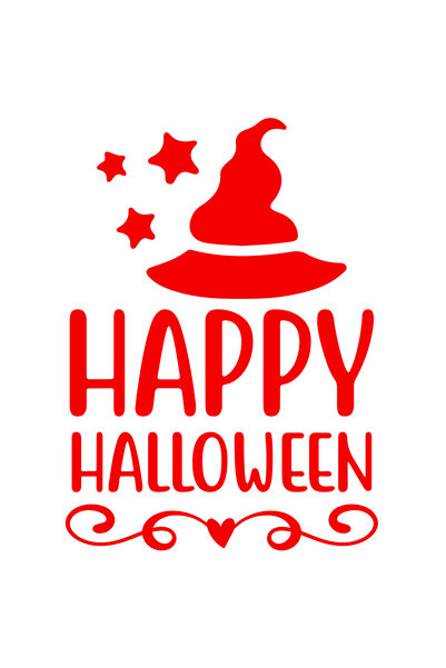 StoryGift Romania Sticker Adeziv 90CM Exterior cu stelute si palarie de vrajitor cu textul "Happy Halloween" - H