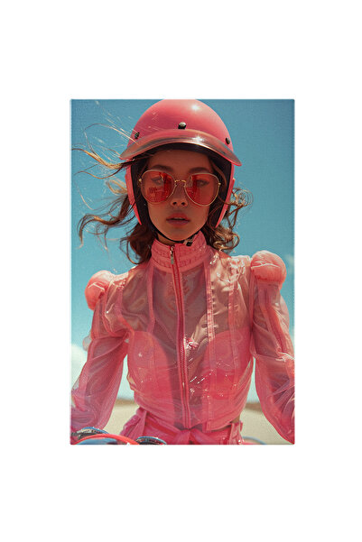 StoryGift Romania Tablou Canvas Pretty Girl Pe O Motocicleta In Costum Roz De...