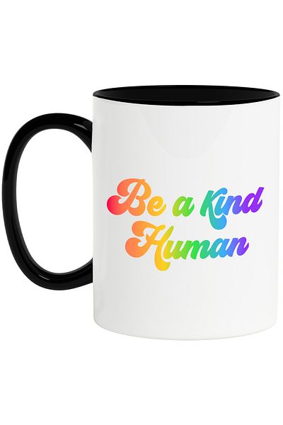 StoryGift Romania Mug with the message in English "Be a kind human" - be a good person with Black Handle, With Handle, STG
