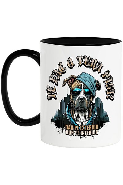 StoryGift Romania Gangster dog mug, I'm going to take you for a ride, cats, animal, 330ml, Ceramic with Black Handle, With Ma,STG.