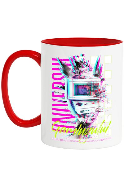StoryGift Romania Video Game Lovers Mug Universul Gamingului, 330ml, Ceramic with Red Handle, With ,STG
