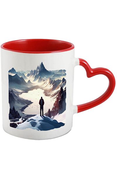 StoryGift Romania Mug With Boy Looking At Mountains, Mountain Peak, Height, Adventure, Suspense, With ,STG