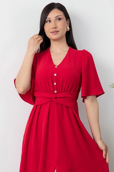 PULLIMM Rochie cu curea cu nasturi în față GRS3484