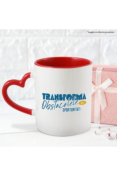 StoryGift Romania Motivational Text Mug Transform Obstacles Into Opportunities, 330ml, Ceramic, With,STG.