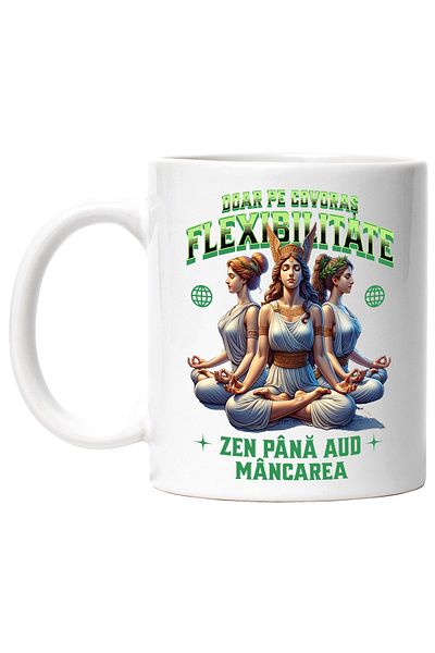 StoryGift Romania Cana doar pe covoras flexibil, zen pana aud mancarea, 330ml, Ceramic cu Maner Al, Cu ,STG