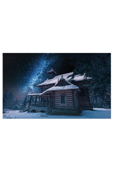 StoryGift Romania Tablou Canvas: Capela Jaszczurowka In Lumina De Stele - O Noapte In Tatra Mountains