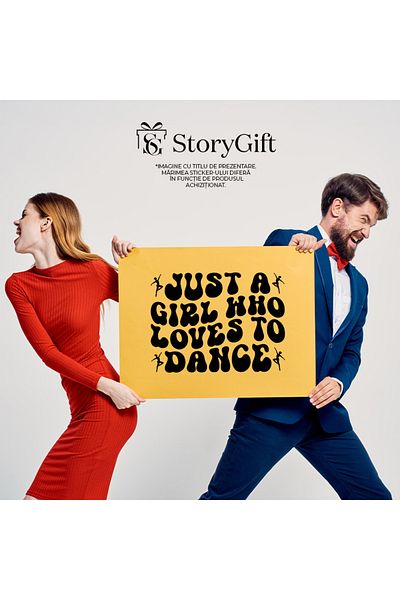 StoryGift Romania Sticker Adeziv 90CM Exterior cu mesajul "Doar o fata care iubeste sa danseze" , Vinyl Negru, 90 cm