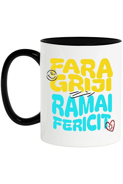 StoryGift Romania Mug with Motivational Text Relax Without Worries Stay Happy, Ceramic, 330ML, with, with, STG.