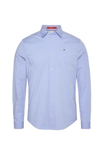 Tommy Jeans Slim Fit Shirt in Organic Cotton Mix, Lavender Blue, S