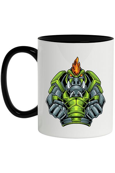 StoryGift Romania Mug With Wild Boar, Mecha, Flame, Sci Fi, Robot, Fists, Multicolor 330 ml, C, Cu,STG