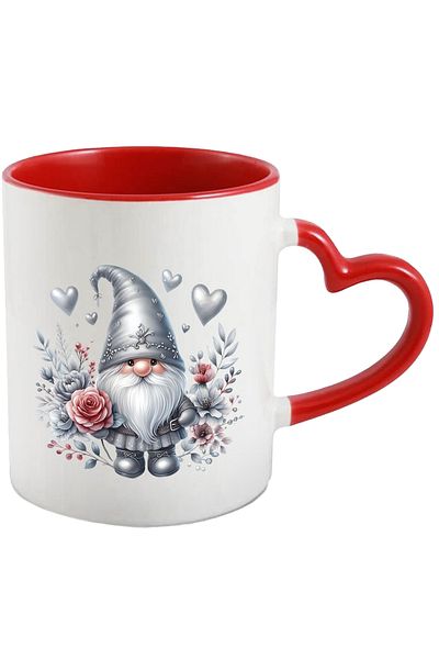 StoryGift Romania Mug with a dwarf | illustration | hearts | flowers | plants | silver | appreciation | , With ,STG .