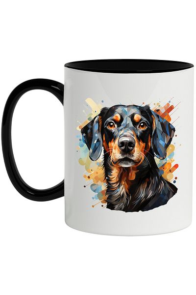 StoryGift Romania Mug With Puppy, Mosaic, Abstract Illustration, Paint Splatter, Multicolor 330 ml, C, Cu,STG