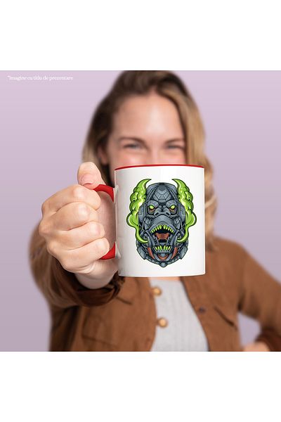 StoryGift Romania Gorilla Mug, Robot, Mecha, Smoke, SF, Cyberpunk, Multicolor 330 ml, Ceramic with, With, STG