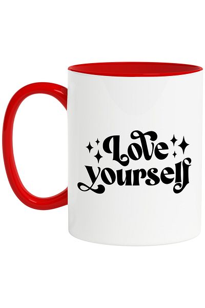 StoryGift Romania Mug with a message that encourages you to love yourself - "Love yourself" with, with, STG