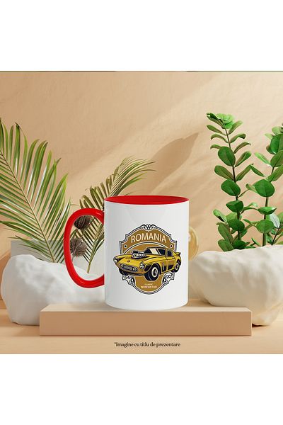 StoryGift Romania Mug With Modified Car, Romania, Emblem, Car Lovers, Multicolor, With,STG