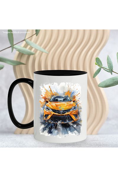 StoryGift Romania Mug With Toyota, Car, Road, Speed, Water, Multicolor 330 ml, Ceramic with Handle, With ,STG