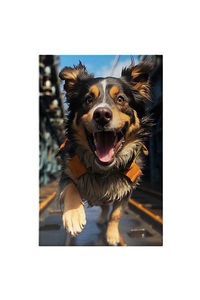 StoryGift Romania Canvas Painting 40 x 25CM The Unsteady Apparition from the Train Station The Dog Runs to the Master F,STG