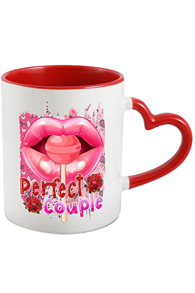 StoryGift Romania Cana cu mesajul "Perfect couple", buze, acadea, trandafiri,...