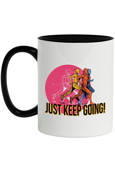 StoryGift Romania Mug With Message In English Just Keep Going, Athletics, Competition, Multicolor 330 m, With ,STG