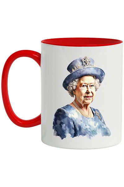StoryGift Romania Mug With Queen Elizabeth II Of Great Britain, Hat, Brooch, Multicolor 330, With ,STG