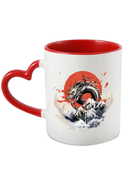 StoryGift Romania Cana cu un dragon chinezesc, ilustratie, cerc rosu, iese di...