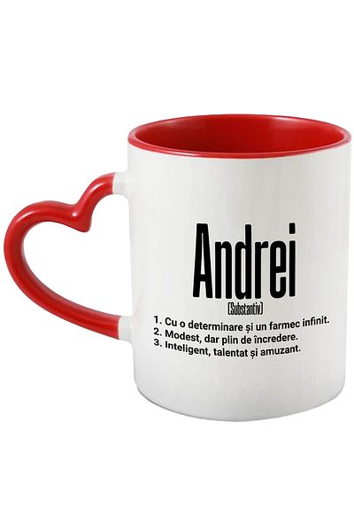 StoryGift Romania Mug With Name Andrei, Determination, Modest, Intelligent, Funny, Personalized, C, With, STG