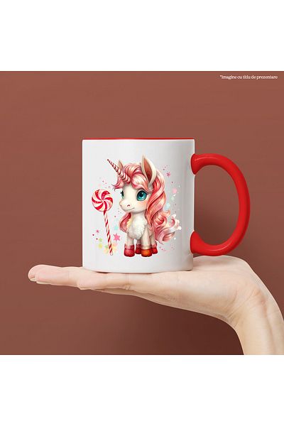 StoryGift Romania Mug with a unicorn, illustration, cheerful, happy, lollipop, sweet, stars, spots, on, With, STG