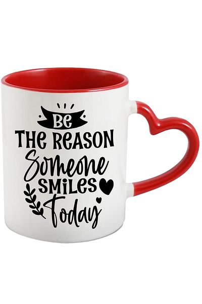 StoryGift Romania Mug with hearts and the message "Be the reason someone smiles today" - , With ,STG
