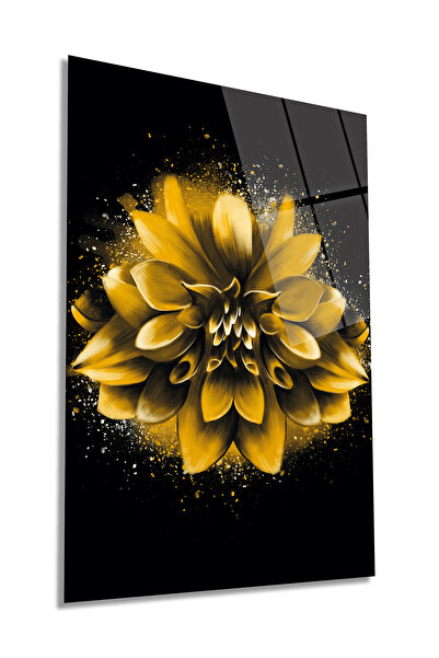 Rosyvien Zlatni lotusov cvet, vertikalna staklena slika, dekoracija zidova za...