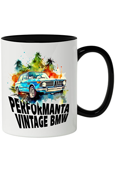StoryGift Romania Cana Cu Mesaj Perfomanta Vintage BMW, Masina, Ilustratie, M...