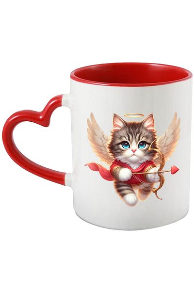 StoryGift Romania Mug with a kitty Cupid, illustration, wings, archery, Valentine's Day, , With ,STG