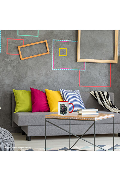 StoryGift Romania Mug With Monkey Laughing Among Leaves, Jungle, Bananas, Chimpanzees, Ceramic, 3, With, STG.