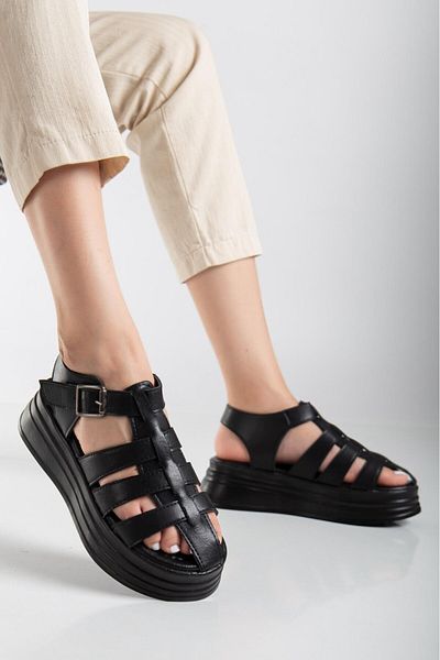 Zerenyus Sandale de damă Toten Black Belted