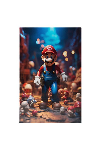 StoryGift Romania Tablou Canvas: Personaj Super Marios In Salopeta Albastra Si Sapca Rosie Asortata Cu Bluza Si