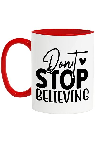 StoryGift Romania Mug with heart and motivational message "Don't stop believing" - don't stop believing, With ,STG.