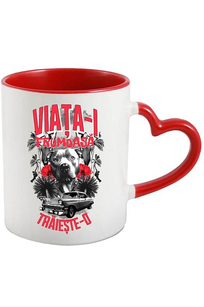 StoryGift Romania Dog Mug with motivational text LIFE IS BEAUTIFUL LIVE IT animal lovers, With ,STG
