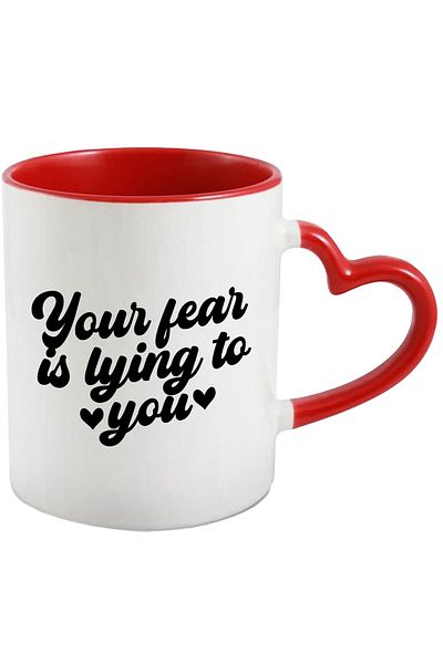 StoryGift Romania Mug with hearts and the message "Your fear is lying to you" - frica ta te minte cu , Cu ,STG .