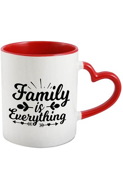 StoryGift Romania Mug with hearts and the text "Family is everything" - family is everything with Handle, With ,STG