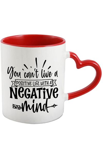 StoryGift Romania Mug with message that shows that you can't have a positive life with a negative mindset, With ,STG.