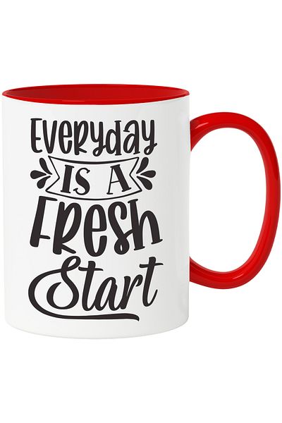 StoryGift Romania Mug with motivational message "Every day is a new beginning" with Red Handle, Cu Man, STG