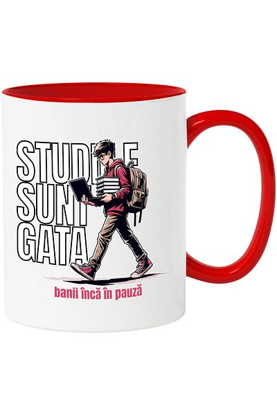 StoryGift Romania Mug boy with laptop studies are done money still on break, 330ml, Ceramic with M, Cu, STG