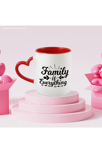 StoryGift Romania Mug with hearts and the text "Family is everything" - family is everything with Handle, With ,STG