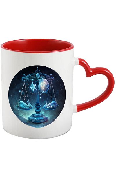 StoryGift Romania Mug with a scale | illustration | zodiac | clouds | circle | astral | sky | peace | arm, Cu ,STG